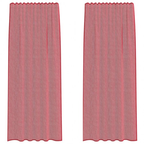 Voile-gardiner med løkker 2 stk. 140×245 cm - vinrød