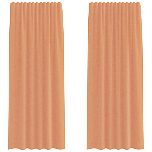 Voile-gardiner med løkker, 2 stk. - 140×245 cm, terrakotta
