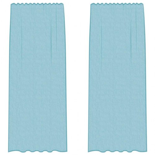 Voile-gardiner med løkker, 2 stk. - 140 × 225 cm, turkis