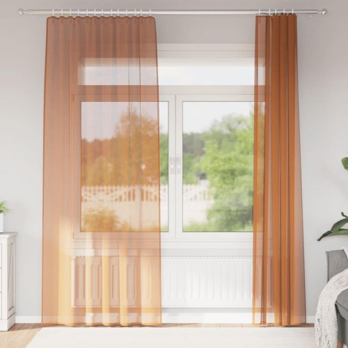 Voile-gardiner med løkker 2 stk. 140×225 cm - terrakotta