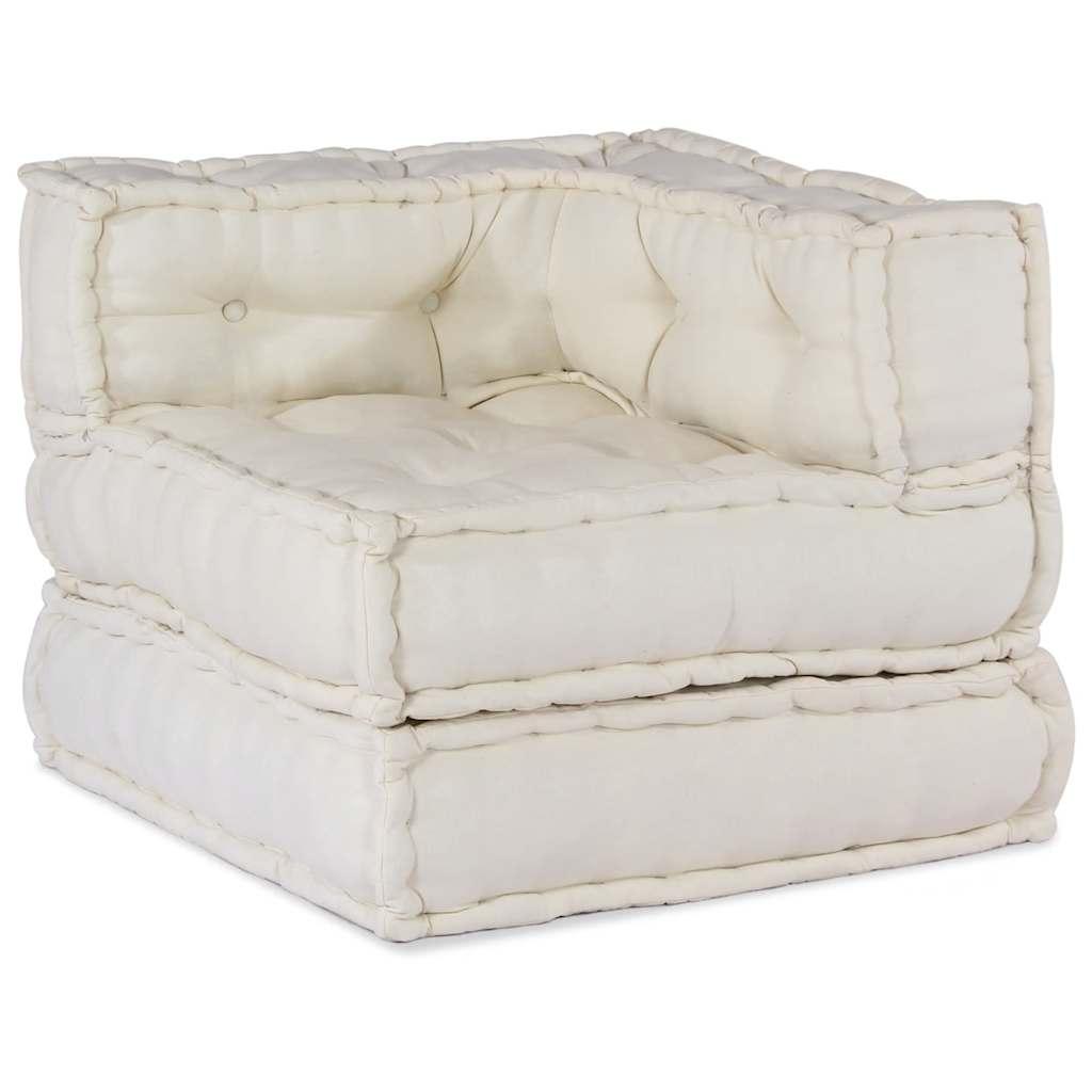 2-Personers Modulpuf Stof Patchwork - Creme / Hjørnesofa