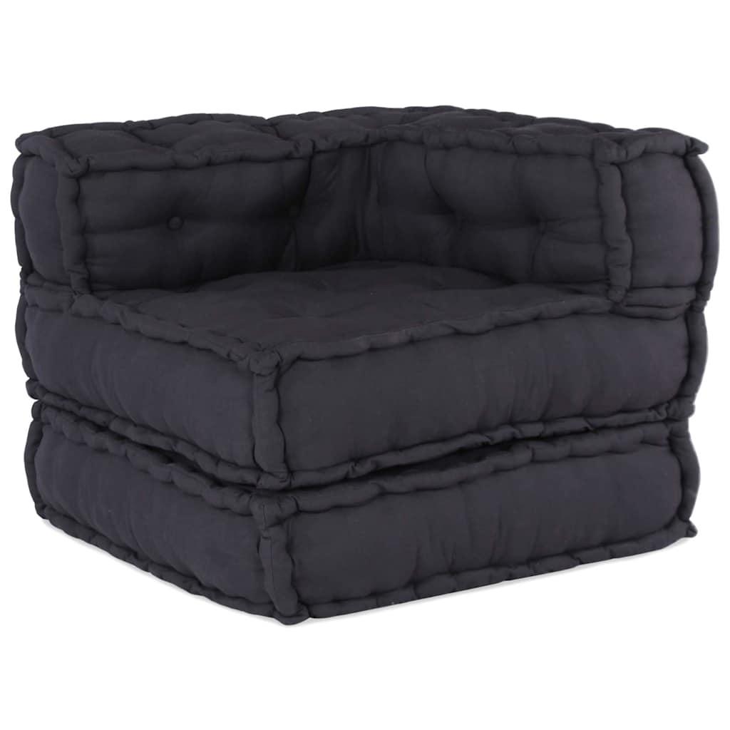 2-Personers Modulpuf Stof Patchwork - Antracitgrå / Hjørnesofa