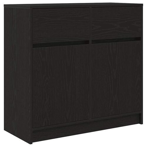 Skænk med skuffe 80x34x76 cm konstrueret træ sort egetræ