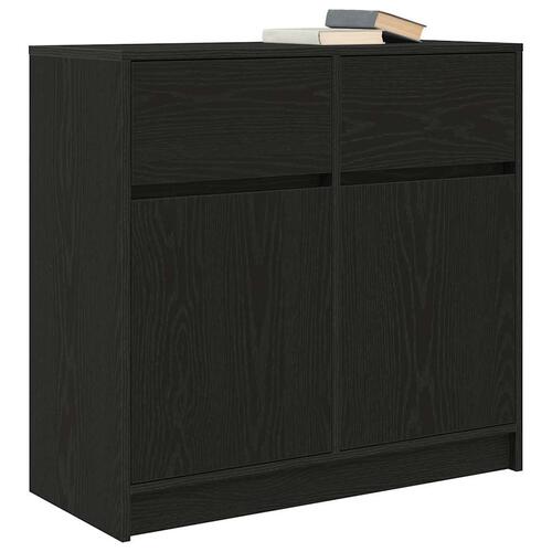 Skænk med skuffe 80x34x76 cm konstrueret træ sort egetræ