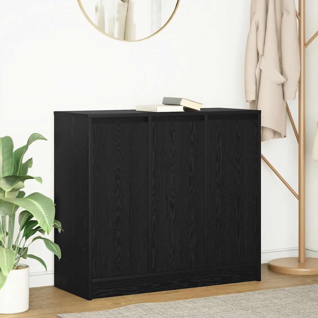 vidaXL skænk 85x34x76 cm konstrueret træ sort egetræsfarve