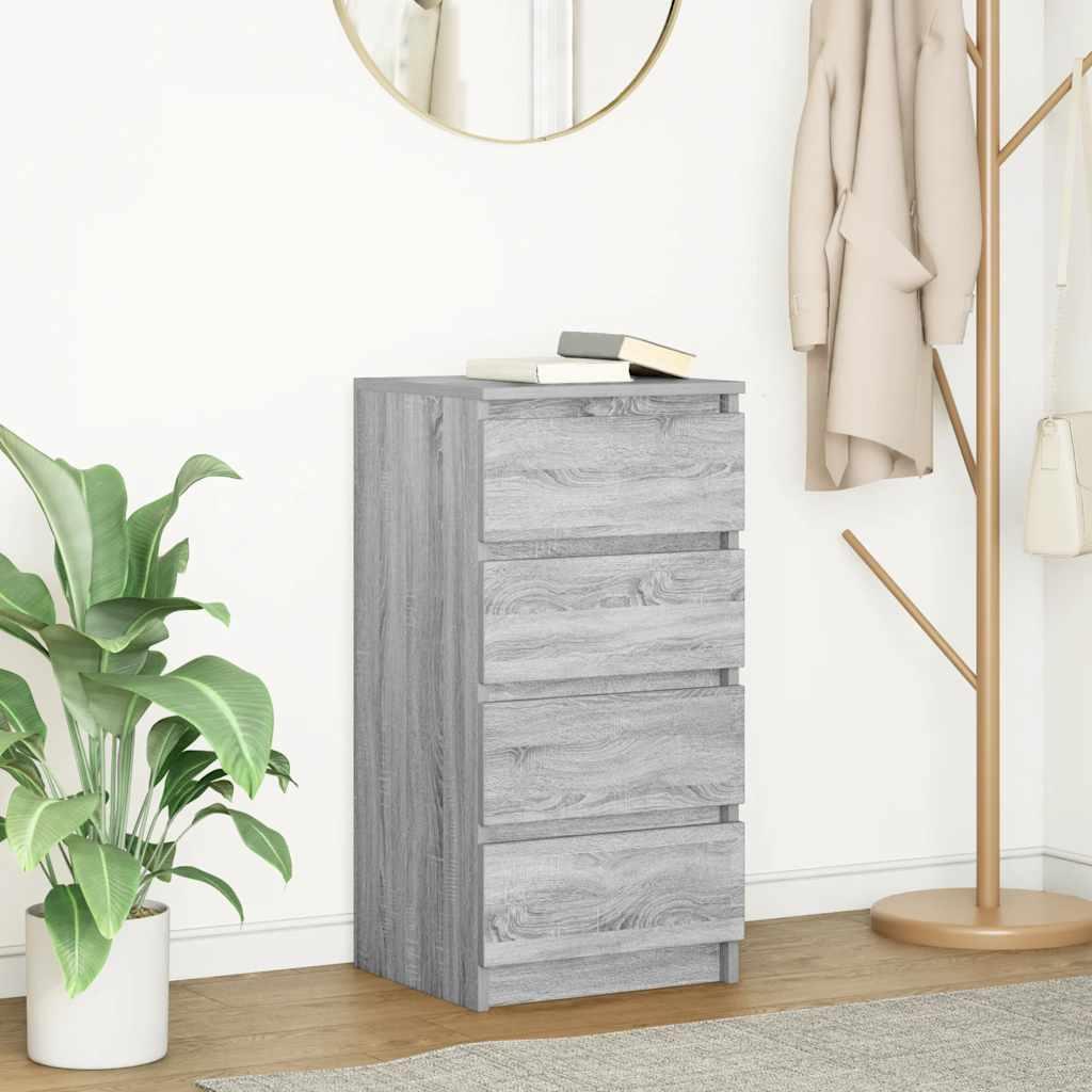 Skænk 37,5×35×76 cm - konstrueret træ i grå sonoma-eg med 4 skuffer