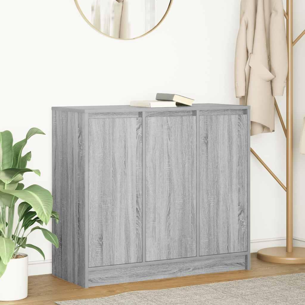 Skænk 85×34×76 cm i konstrueret træ - grå sonoma-eg, 3 låger