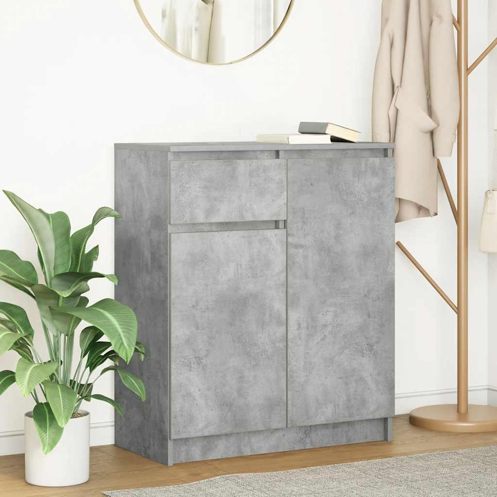 Skænk Med Skuffe 71X35X84 Cm Konstrueret Træ - Betongrå