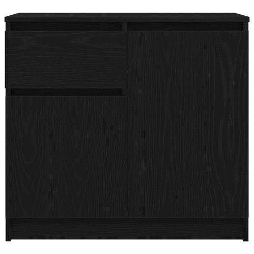 Skænk med skuffe 71x35x65 cm konstrueret træ sort egetræ