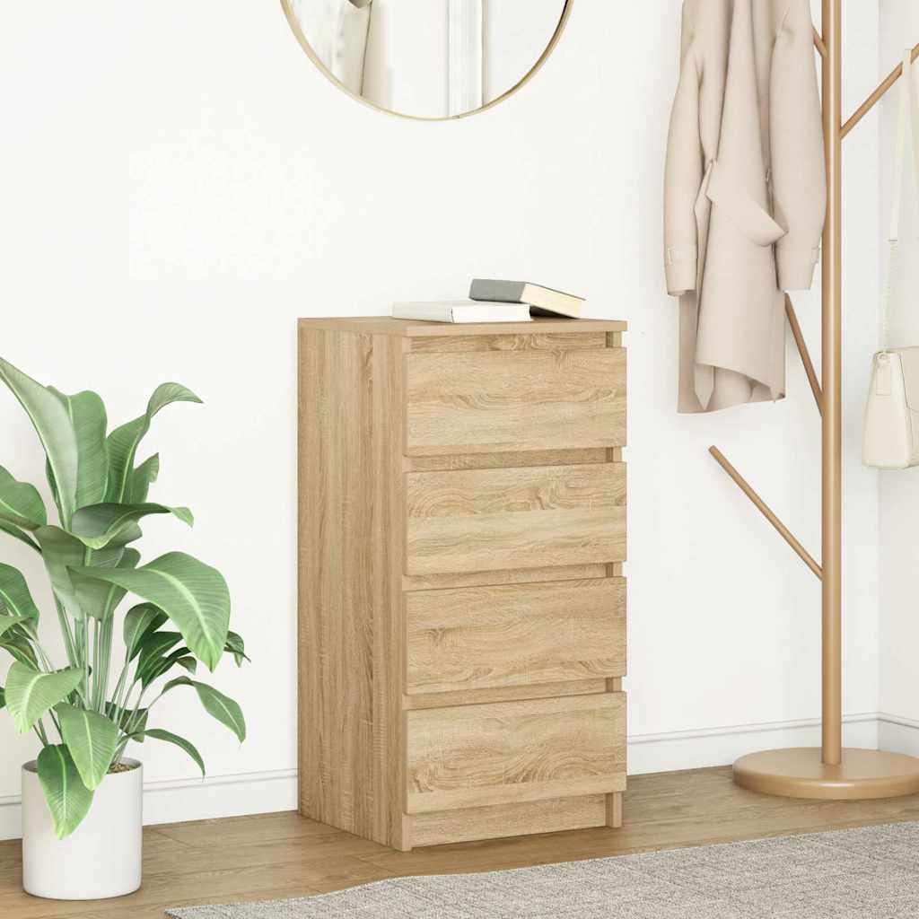 Skænk 37,5 × 35 × 76 cm i konstrueret træ - sonoma-eg, 4 skuffer