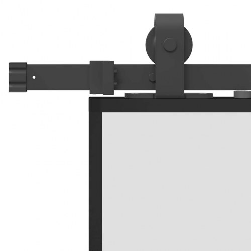 Skydedør med hardwaresæt 90x205 cm hærdet glas sort