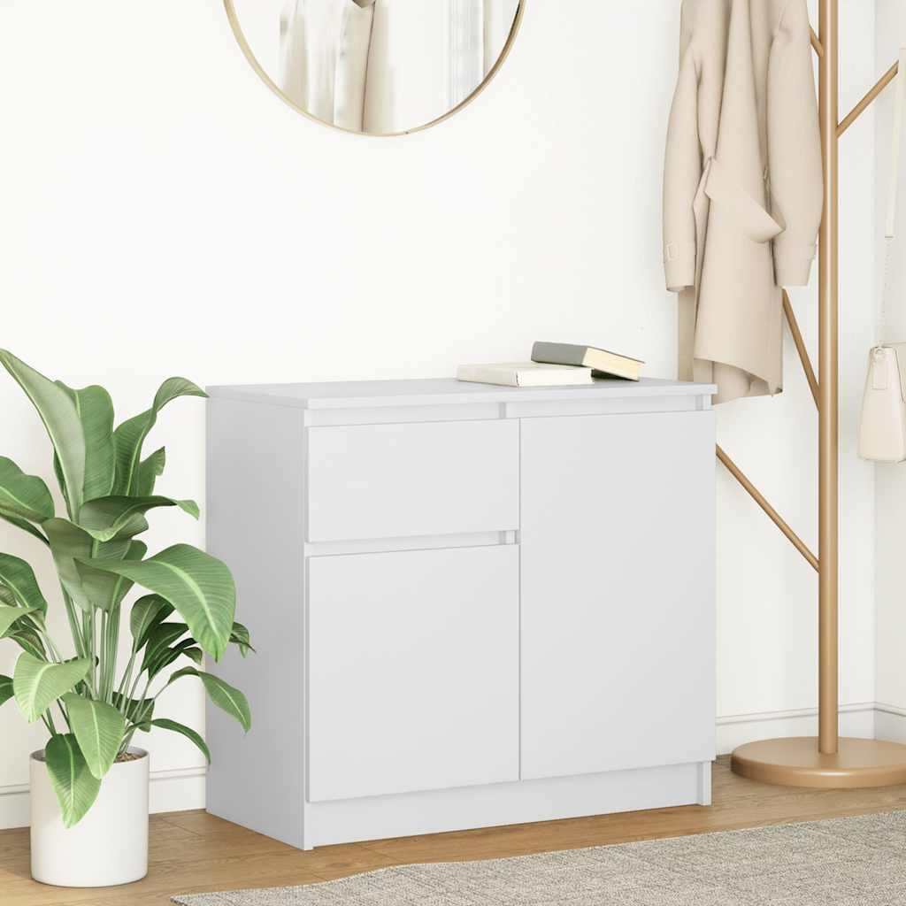 Skænk Med Skuffe 71X35X65 Cm Konstrueret Træ - Hvid