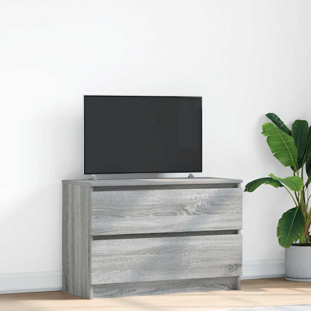 Tv-Bord 100X35X54 Cm Konstrueret Træ Etræsfarve - 80 cm / Grå sonoma-eg