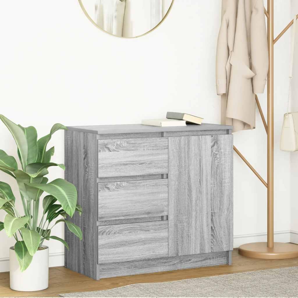 Skænk Med Skuffe 71X35X65 Cm Konstrueret Træ Kunsteg - Grå sonoma-eg