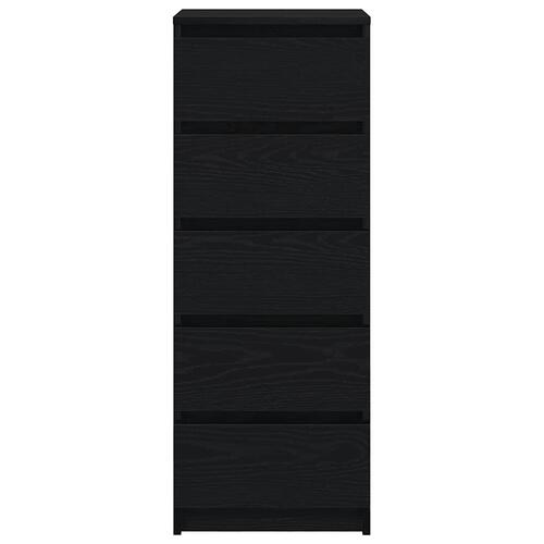 Skænk med skuffer 37,5x35x99 cm konstrueret træ sort egetræ