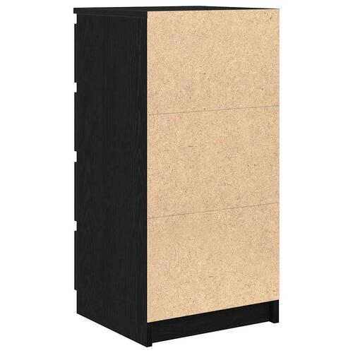 Skænk med skuffer 37,5x35x99 cm konstrueret træ sort egetræ