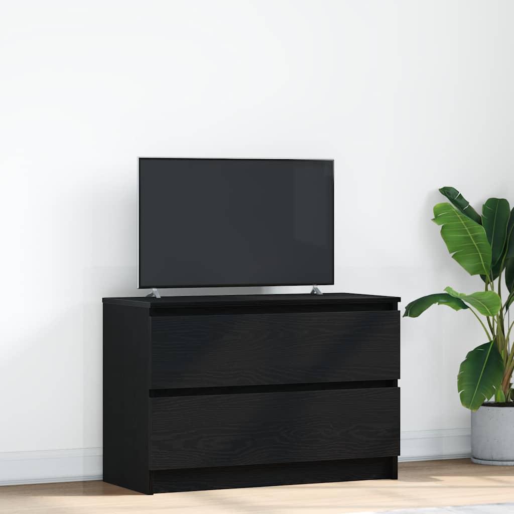 Tv-Bord 100X35X54 Cm Konstrueret Træ Etræsfarve - 80 cm / Sort