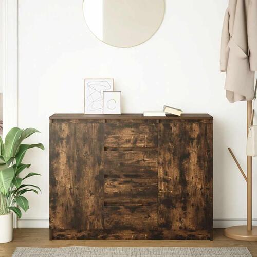 Skænk med skuffer 100,5x35x76 cm konstrueret træ røget egetræ