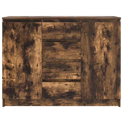 Skænk med skuffer 100,5x35x76 cm konstrueret træ røget egetræ