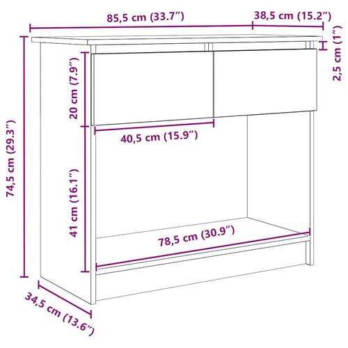 Konsolbord med skuffer 85,5x38,5x74,5 cm sort