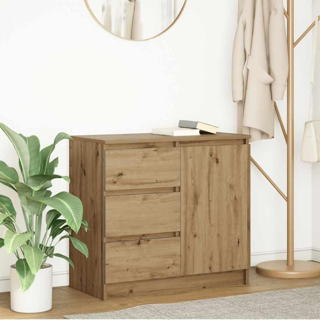 Skænk Med Skuffe 71X35X65 Cm Konstrueret Træ Kunsteg - artisan eg