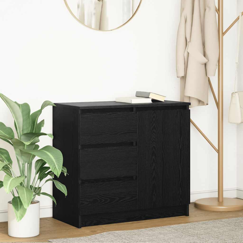 Skænk Med Skuffe 71X35X65 Cm Konstrueret Træ Kunsteg - Sort eg