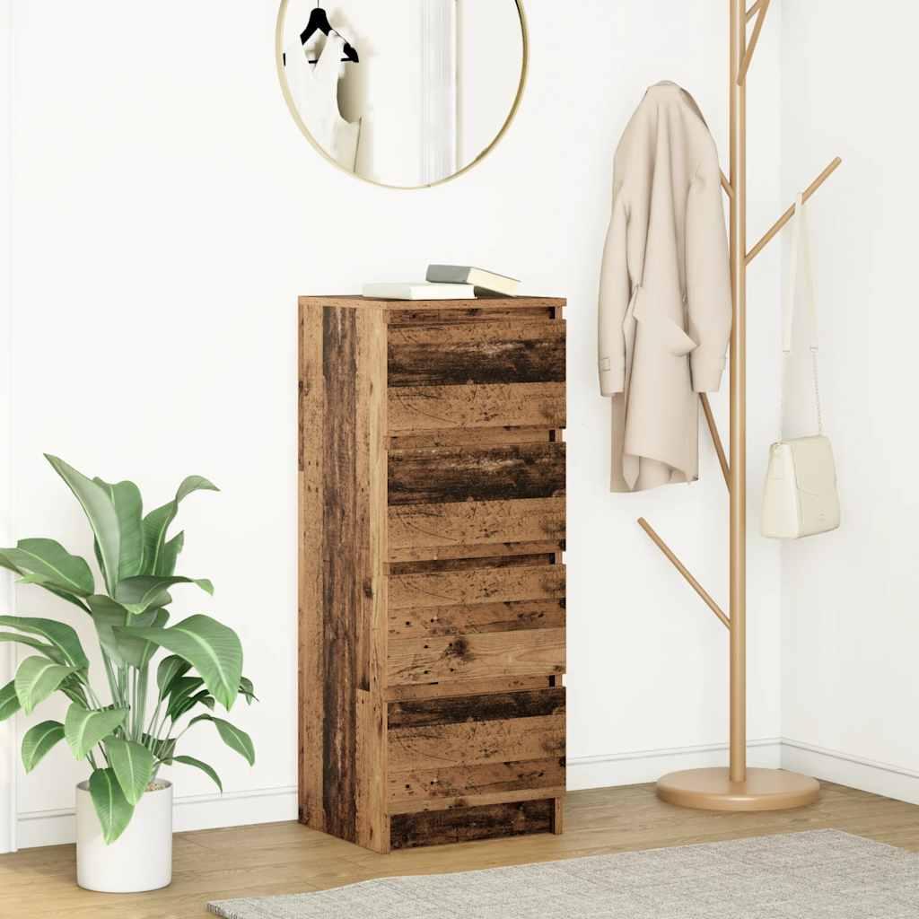 Skænk 37,5×35×99 cm i konstrueret træ - antikt træ