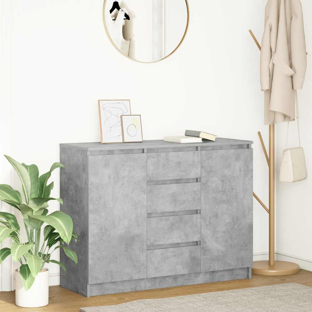 Skænk Med Skuffer 100,5X35X76 Cm Konstrueret Træ - Betongrå