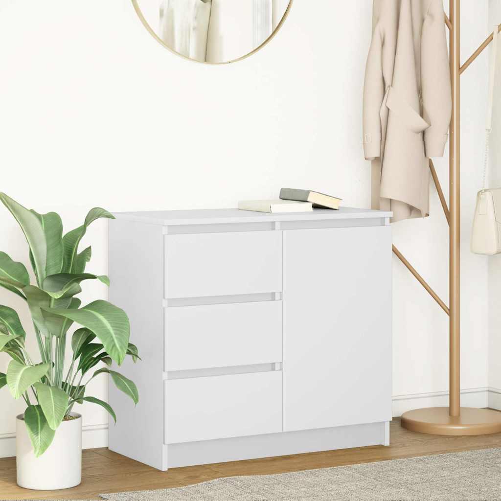 Skænk Med Skuffe 71X35X65 Cm Konstrueret Træ Kunsteg - Hvid