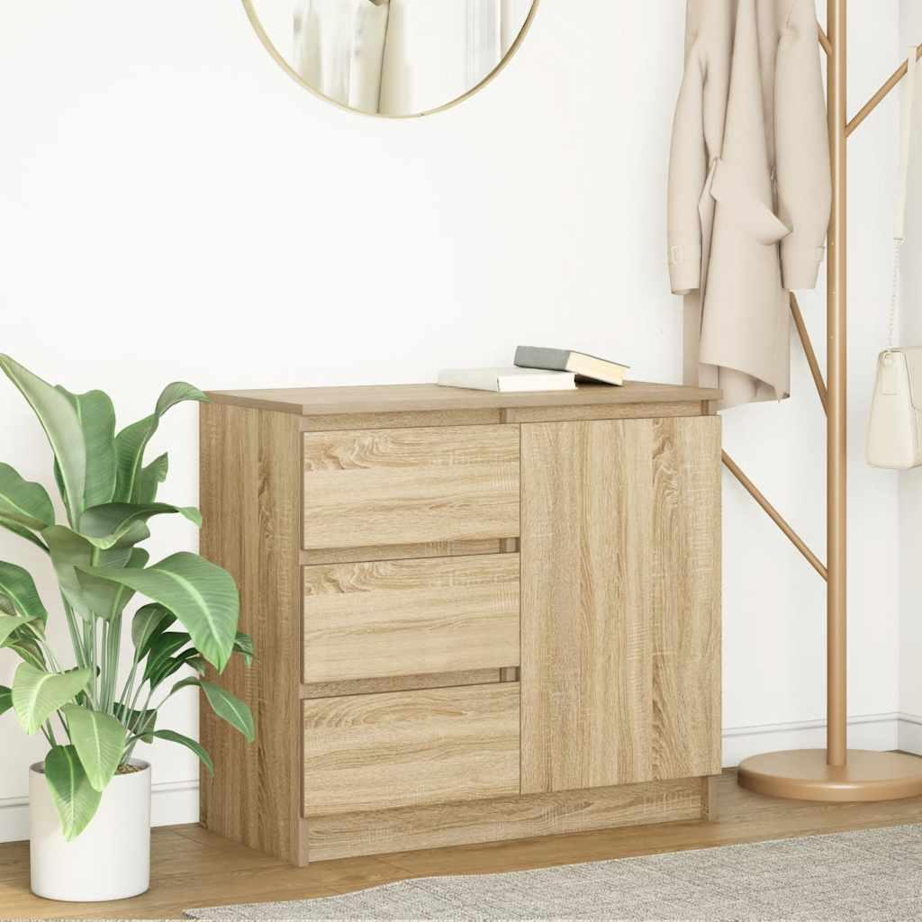 Skænk Med Skuffe 71X35X65 Cm Konstrueret Træ Kunsteg - Sonoma-eg