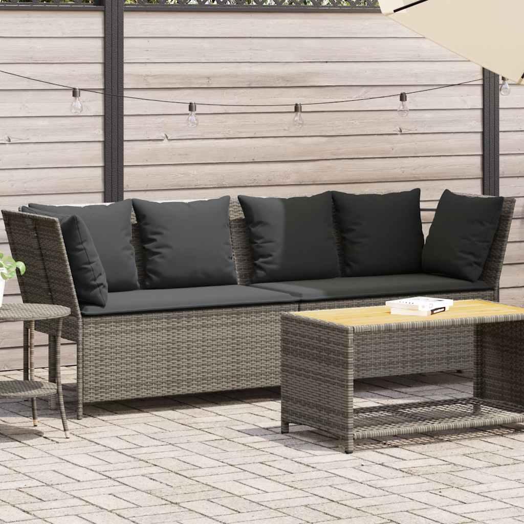 Havesofa Med Hynder Polyrattan Grå