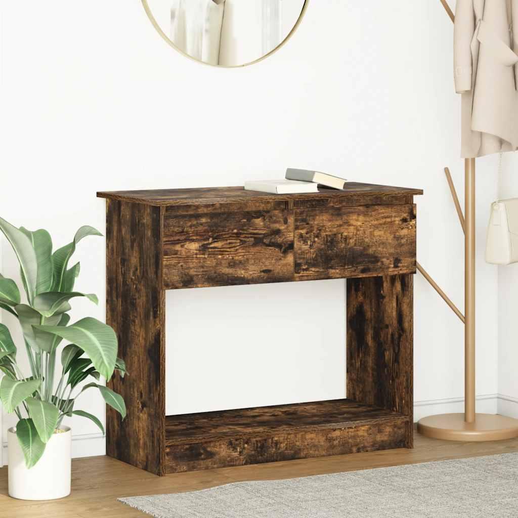 Konsolbord med skuffer 85,5x38,5x74,5 cm røget egetræsfarve
