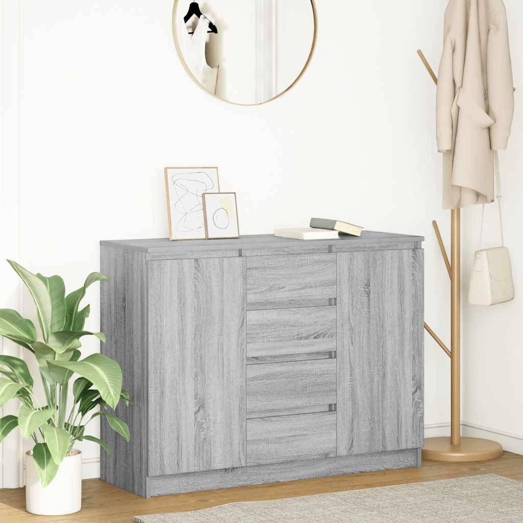Skænk Med Skuffer 100,5X35X76 Cm Konstrueret Træ - Grå sonoma-eg