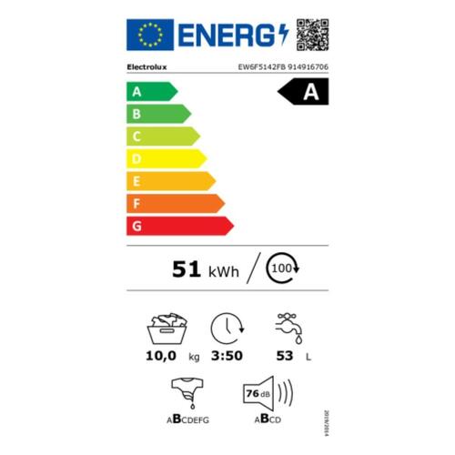 Vaskemaskine Electrolux EW6F5142FB Hvid