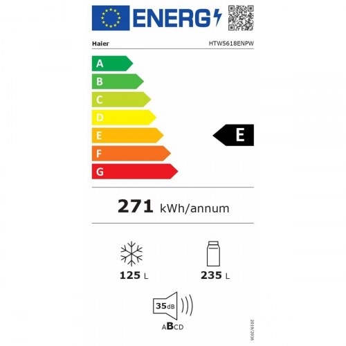 Køle-fryseskab Haier HTR5618ENPW 185 cm - Hvid