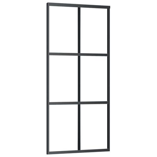 Skydedør med hardwaresæt 90x205 cm ESG glas sort