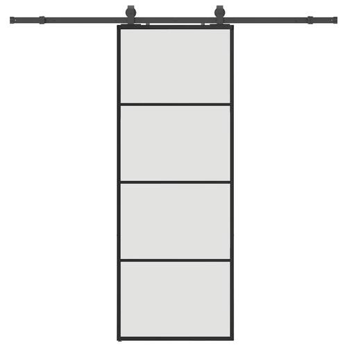 Skydedør med hardwaresæt 76x205 cm ESG glas sort