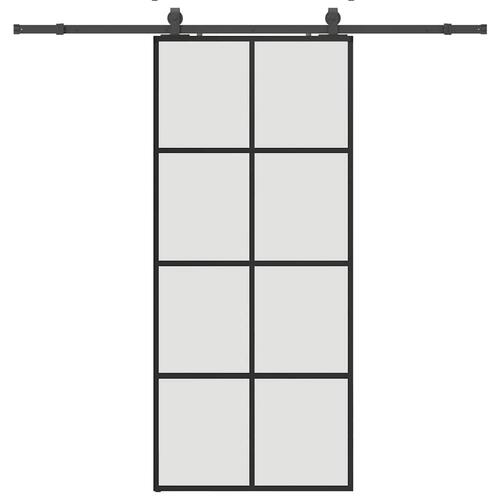 Skydedør med hardwaresæt 90x205 cm ESG glas sort