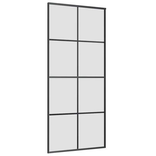 Skydedør med hardwaresæt 90x205 cm ESG glas sort