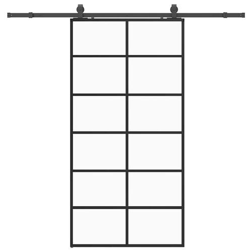 Skydedør med hardwaresæt 102x205 cm ESG glas sort