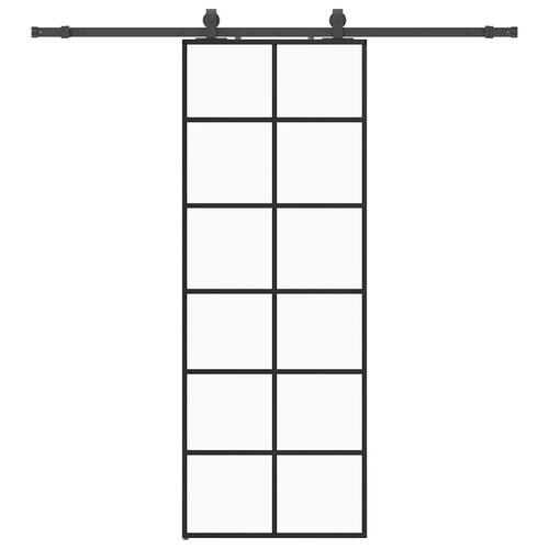 Skydedør med hardwaresæt 76x205 cm ESG glas sort