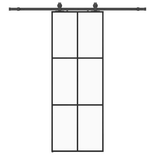 Skydedør med hardwaresæt 76x205 cm ESG glas sort
