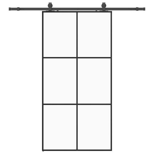 Skydedør med hardwaresæt 102x205 cm ESG glas sort