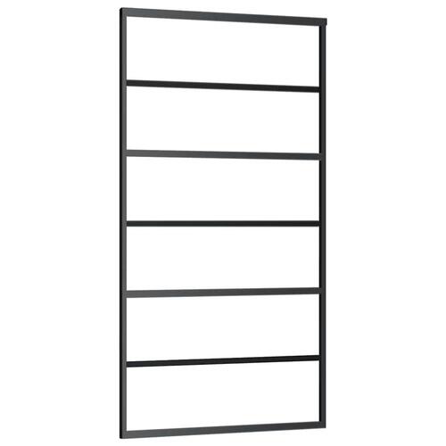 Skydedør med hardwaresæt 102x205 cm ESG glas sort