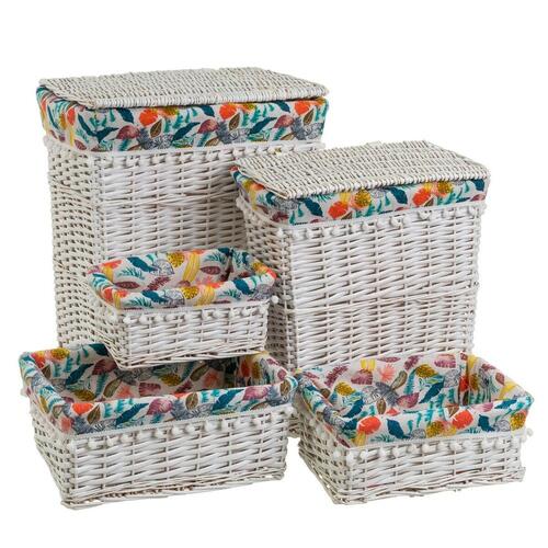 Set med kurve Hvid flet 47 x 35 x 55 cm