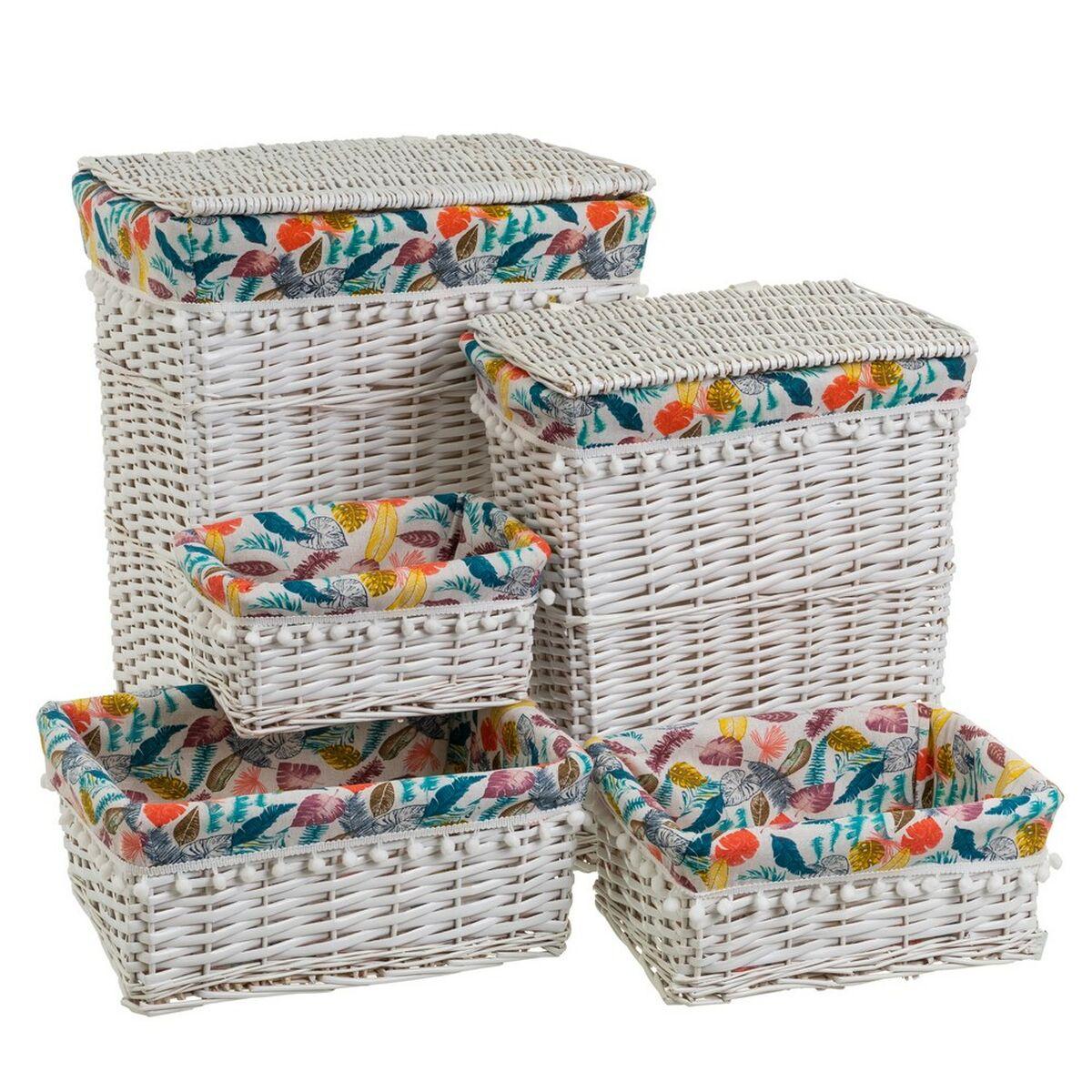 Set med kurve Hvid flet 47 x 35 x 55 cm