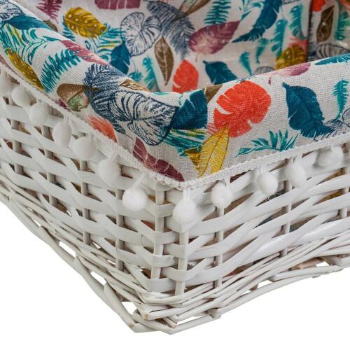 Set med kurve Hvid flet 47 x 35 x 55 cm