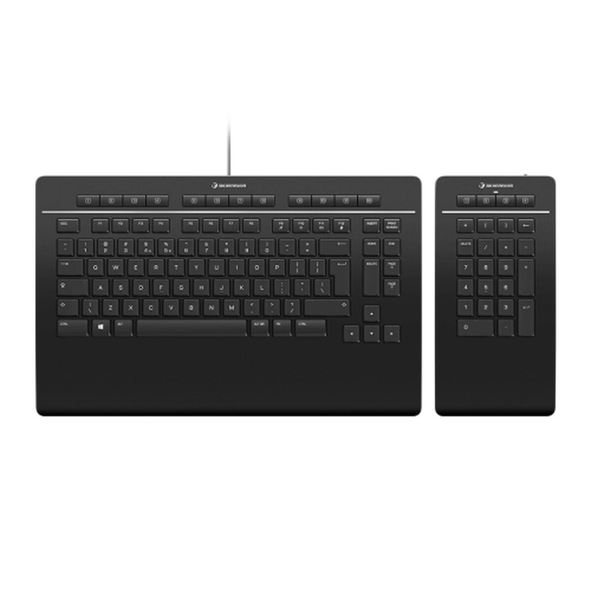 Tastatur 3Dconnexion Keyboard Pro Bluetooth QWERTZ - Sort
