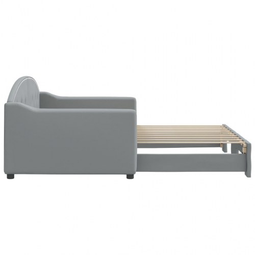 Daybed med udtræk 90 x 190 cm stof - lysegrå