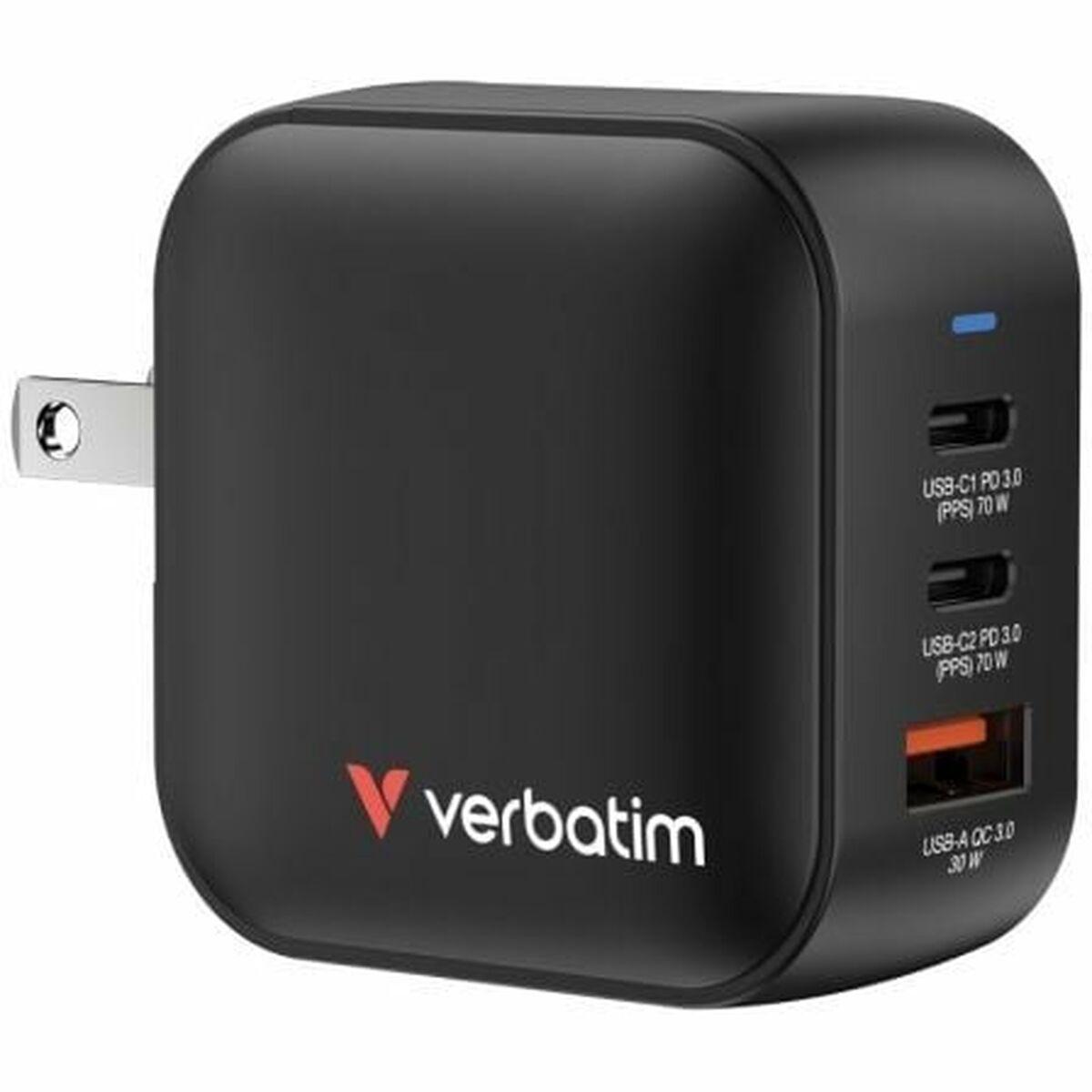 Vægoplader Verbatim 32229 USB-C/USB, 3 porte, sort